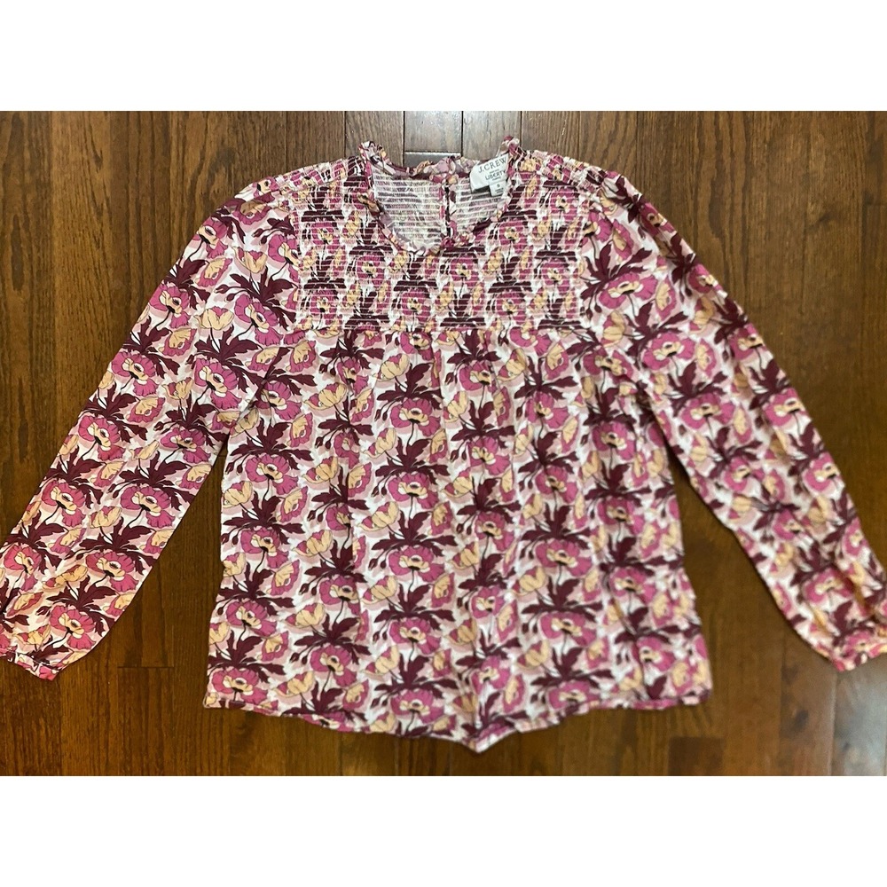 J Crew Liberty of London‎ Floral Smocked Blouse S